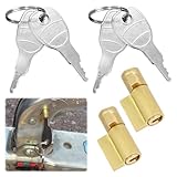 Kuugeo Cadenas Remorque,2 Pièces Antivol Remorque Attelée,Antivol Remorque de Remorque avec 4pcs Clé, Barillet Antivol pour Tete tête d'attelage, Antivol Remorque Clé Compatible