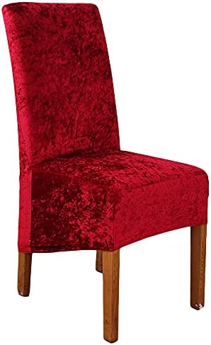 ANMINY Crushed Velvet XL Chair Cover,Dining Room Chair Slipcover,Washable Stretch Spandex Furniture Protector for Large Chair,Home and Wedding Party DecorationDark Grey