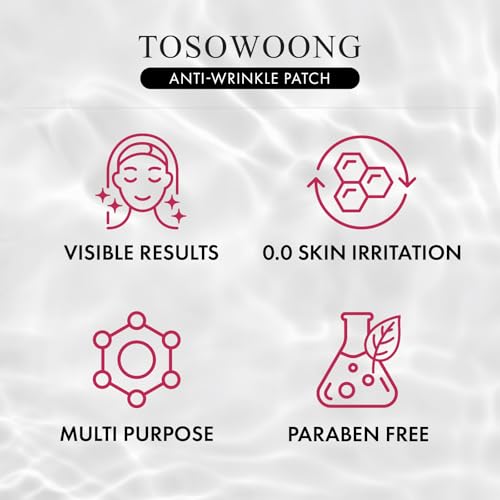 TOSOWOONG Parches Faciales con Colágeno Hidrolizado, para Frente, Contorno de Ojos y Línea de la Sonrisa, Uso Nocturno, Cuidado de la Piel Coreano, Cosmética Coreana (10 parches x 5) - imagen 6