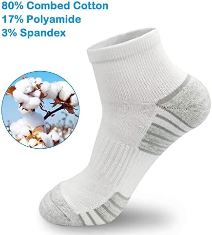 KOOOGEAR Women's White Running Trainer socks,5 Pairs Womens Ladies Cushioned Trainer Socks 4-7 Multipack Anti-Blister Breathable Wicking Colourful Cotton Sports Ankle Socks