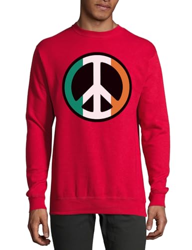 Pull en coton avec motif drapeau irlandais et signe de paix rouge vêtement homme femme tricot