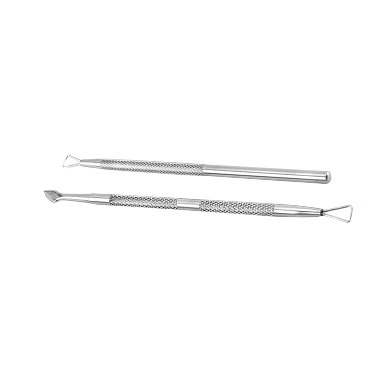 FOMIYES 3pc Stainless Steel Manicure Tool Kit Cuticle Pusher Nail File Buffer Dead Skin Fork for Home Professional Use