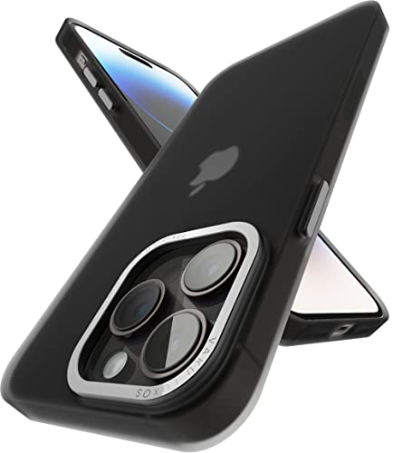 Image of eller sante SAN Pedro Frosted for iPhone 14 Pro Case Cover, 6 Feet Drop Protection, Shockproof, Scratch Resistant, Slim, Thin, Compatible with iPhone 14 Pro Back Cover - Black