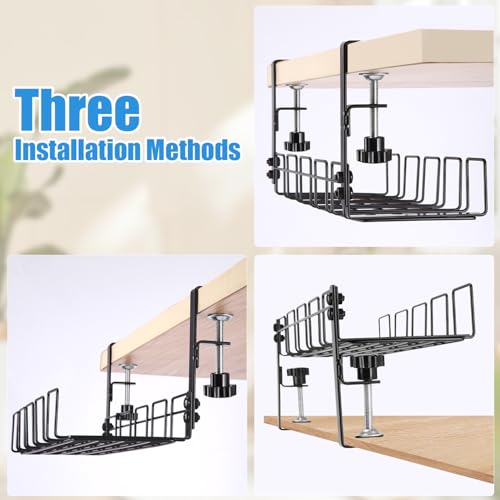 Kabelmanagement Schreibtisch Ohne Bohren, Kabelkanal Schreibtisch Aus Stahl,Kabelkorb Klemmbar,Schreibtisch Kabelmanagement,Cable Management Under Desk,Schreibtisch Organizer für Büro/Home Office