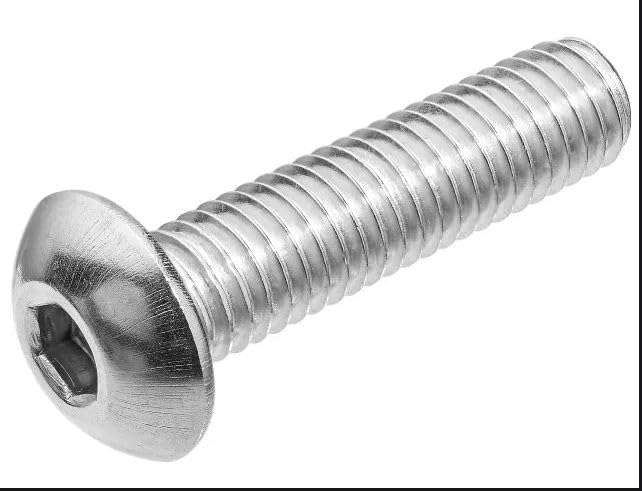 USA SEALING ZSCRW-65 Machine Hex Drive Button Head Screws, 12-24 Thread, 1/2" Long, 25 Pack Quantity