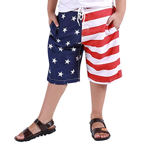 drindf Baby Clothes Independence day Toddler Boy Swim Trunk, July 4th Trunk American Flag Swim Shorts for Kid Swimtrunk 4-6Y White