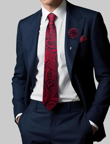 Image of DiBanGu Mens Zipper Tie Silk Pre-Tied Necktie with Gift Box