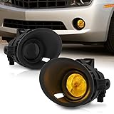 AJP Distributors Replacement Upgrade Smoked Lens Front Bumper Driving Projector Fog Lights Lamps Assembly Pair + Bezel Covers + Bulbs Relay Switch Wiring Harness Kit For Camaro 3.6L V6 2014 2015 14 15