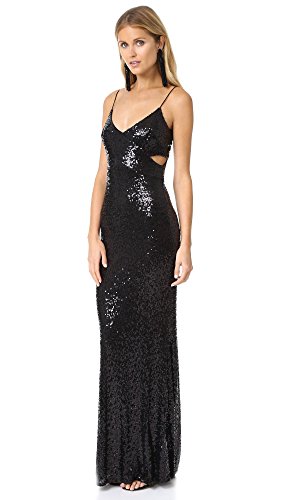 Badgley Mischka Women's Cross Over Sequin Gown, Black, 8