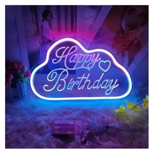 Enseignes au néon Joyeux Anniversaire et lumières décoratives à lettres colorées pour intérieur