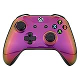 eXtremeRate Gehäuse für Xbox One S/X,Vorderseites Case Hülle Cover Schale Schutzhülle Zubehör Soft Touch Skin Shell für Xbox One S/Xbox One X Controller Modell 1708(Lila-Gelb-Grün)