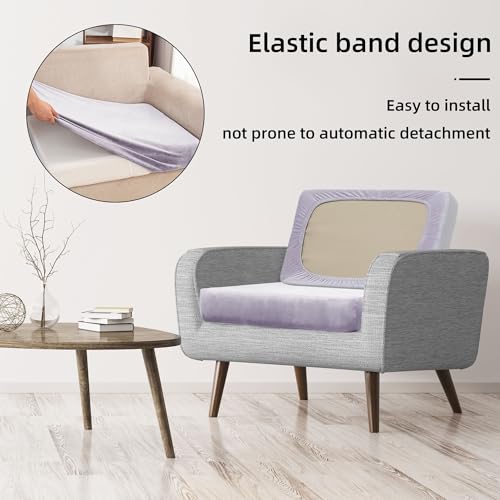 Image of BIETYONE 8Pcs Stretch Velvet Patio Cushion Cover,Fluffy,for Fall Outdoor Couch Cushion Cover Replacement,Washable Indoor Outdoor Cushion Slipcovers(Smoke Gray,Cover Only)