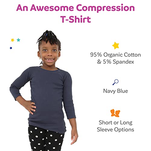 Fun and Function Ribbed Hug Tee - Short Sleeve, Gentle Compression Shirt for Boys & Girls - Sensory Shirt, Navy3