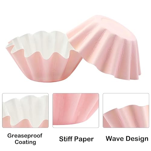 200 Pcs Pink Mini Cupcake Liner Cupcake Wrappers Paper Cupcake Cup Greaseproof Baking Cups For Wedding Birthday Party Baby Shower #TOP2