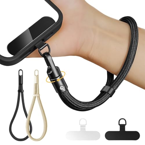 Image of ZORBES 2 Pack Phone Lanyards for Phone Case, Fashion Nylon Woven Phone Case Wristlets with 2 Self-Adhesive Inserts Phone Sling, Adjustable Sliding Cord Lock, 360 Swivel Anti-Lost Phone Wristlets