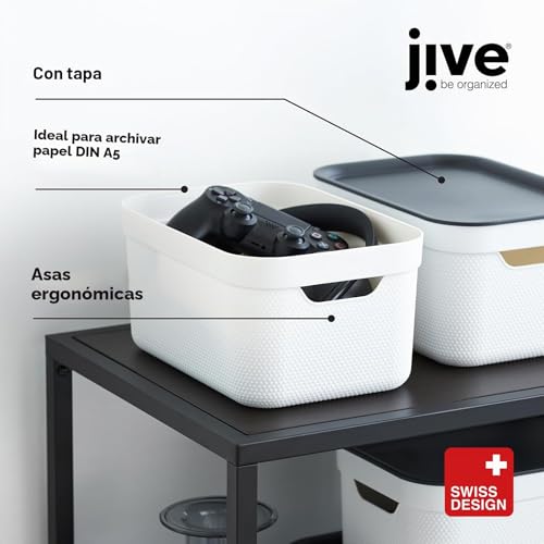 Miniatura 5 de Caja Decorativa Jive, Juego De 3 Cajas De Almacenamiento De 5l Con Tapa, Plástico Pp Reciclado , Negro, 3x5l 26,5 X 18,5 X 13,5 Cm