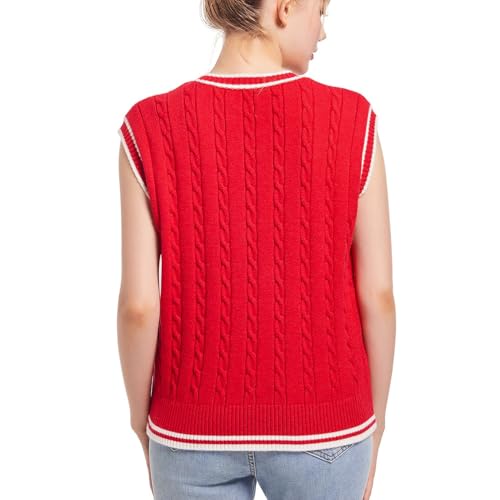 Image of Womens Sweater Vest Sleeveless Cotton Casual V Neck Pullover