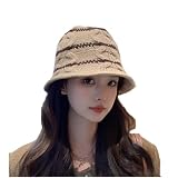 DUMRALBQE Strickmütze für Damen Patchwork gestreifte gedrehte Strickmütze weibliche Fischermütze Sub für den Täglichen Gebrauch