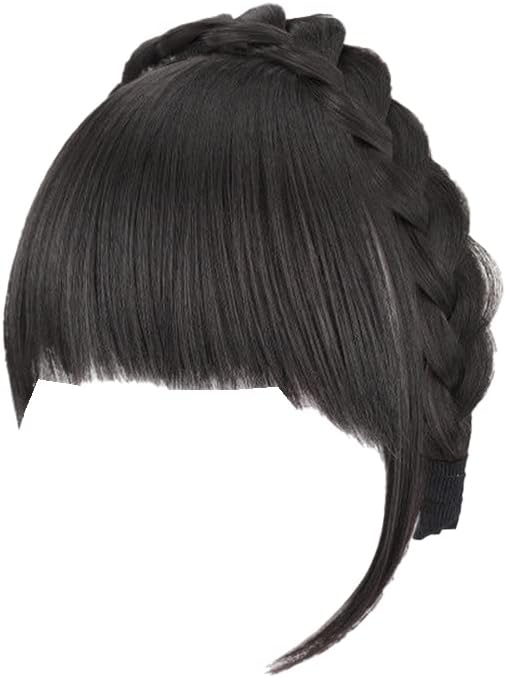 Bangs Wig, Braid with Headband, Partial Wig, 3D Structure, Hidden Gray Hair, Air Sensation, Parting Natural, Small Face Effect, Thin Hair, Women's, Natural Stealth Human Hair, Hair