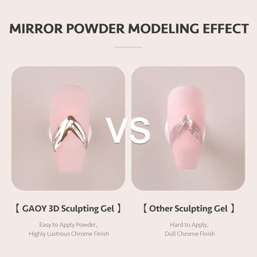 GAOY 3D Sculpting Gel for Nail Art, Semi-solid Modeling Gel for Rubbing Chrome Nail Powder, Sticking Rhinestones and Painting, No Wipe