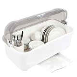 Gonetre Dish Drying Rack with Cover Kitchen Counter Multifunction Space Saving Bottle Dryer Holder Organizer Extra Large Incanus