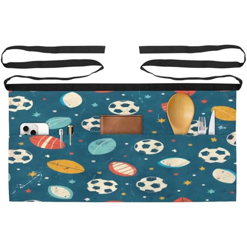 Lot de 3 tabliers courts de chef multicolores avec 3 poches pour cuisine et bistrot