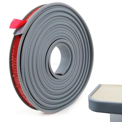 5M*18MM Furniture Edge Banding Tape, Self Adhesive TPE Kitchen Plinth Sealing Strip, Flexible U-Shaped Worktop Edge Trim Band, Safety Guards for Cabinet Wardrobe Table Corner Restoration(Grey)