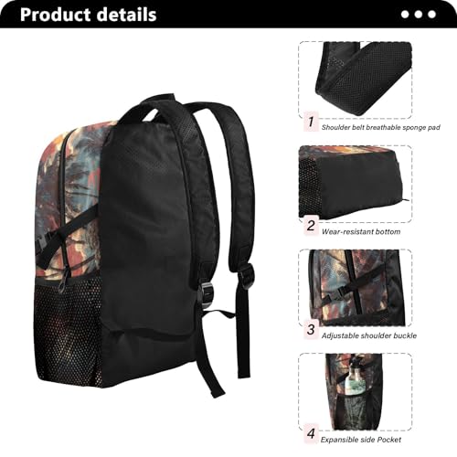 AIXIWAWA Lightweight Hiking Backpacks Beach Trees Print, Foldable Waterproof Daypack for Commute Travel4