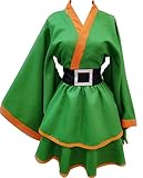 Nsoking Anime Cosplay GON FREECSS Costume Green Womens Outfit Japanese Kimono Bath Lolita Dress Halloween Custom5 (Green, Large)