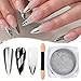 Holographic Mirror Nail Powders Chrome Silver Effect Pure Metallic Dust Sequins UV Gel Nail Chrome Pigment for Nail Art Decoration,Silver Chrome Nail Powder