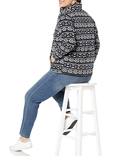 Amazon Essentials Women's Classic-Fit Long-Sleeve Quarter-Zip Polar Fleece Pullover Jacket (Available In Plus Size), Black Geo Print, 2X #TOP3