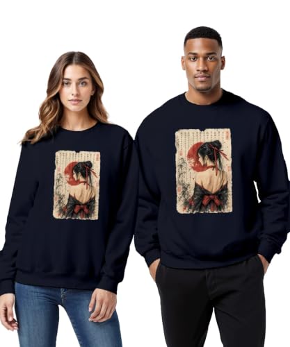 Printera Sweat-shirt japonais Geisha Kimono soleil rouge, bleu marine, M – vue 2