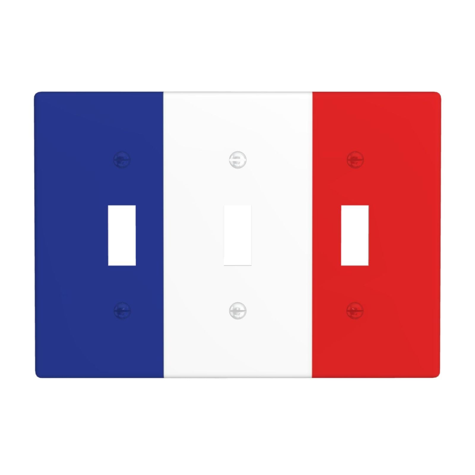 French Flag 3 Gang Switch Plate Cover-Unbreakable Polycarbonate Wall Plate, Heat Resistant Toggle Switch Decor for Home