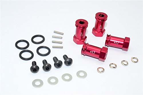GPM RACING For Traxxas Slash 4X4 Upgrade Parts Aluminium Hex Adaptor (+17mm) - 4 Pcs Set Red