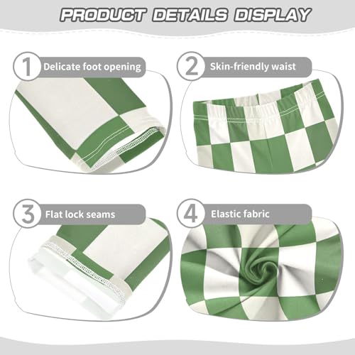 Bolaz Toddler Girls Leggings Printed Yoga Pants Leggings Green and White Checkered for Kids3