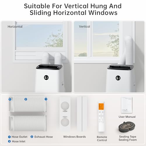 Humhold 14000BTU Portable Air Conditioners Inverter Technology,Dual Hose Fast Cooling Portable AC Unit for Large Room up to 700 sq.ft, w/t Dehumidifier & Fan, (42dB) Quiet Sleep Mode, Remote Control - Image 8