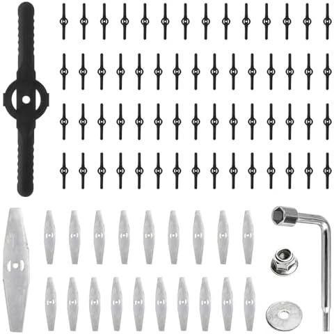 QDAOYU Weed Eater Wacker Blades Plastic Replacement 80-Piece Set - Universal Trimmer Head Blades with Steel & Plastic Cutters, Durable Replacement for Grass Trimmer, Lawn Mowers & Weed Warriors (Red) Cover