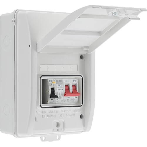 Sync Energy EV Consumer Unit with 40A 30mA Type A RCBO, Type 2 SPD, and 100A Main Switch, Electric Vehicle Enclosure, Double Pole, Weatherproof, 5 Module, BG Sync EV, White, IP65, CFEV5RDAW