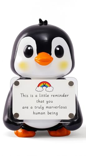 hollishowe Positive Penguin Figurine - 3.9" Tall Hand-Painted Resin Indoor Office Desk Decoration with Cute Motivational Sign, Funny Gift for Women Friends Bestie BFF Bestfriend Coworkers