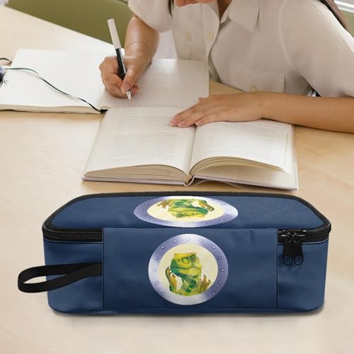 Image of Cartoon Dinosaur Boys Pencil Pouch for Kids Cool Large Pencil Case for 5-16 Years Children Pencil Bag with Double Zipper Pencil Box for Girls Adults Women Makeup Bag for Office