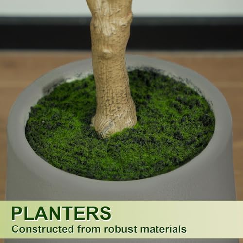 VIVATREES Artificial Olive Tree, 6FT Tall Faux Olive Tree with Gray Planter, Artificial Plants with Natural Wood Trunk and Lifelike Fruits for Home Office Decor