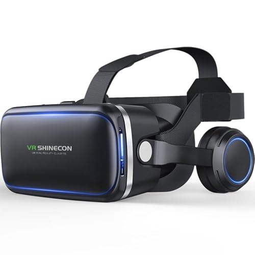 High-Tech Place VR SHINECON G04E Lunettes vidéo 3D de réalité virtuelle adaptées aux Smartphones 3,5 Pouces - 6,0 Pouces avec Casque HiFi (Noir)