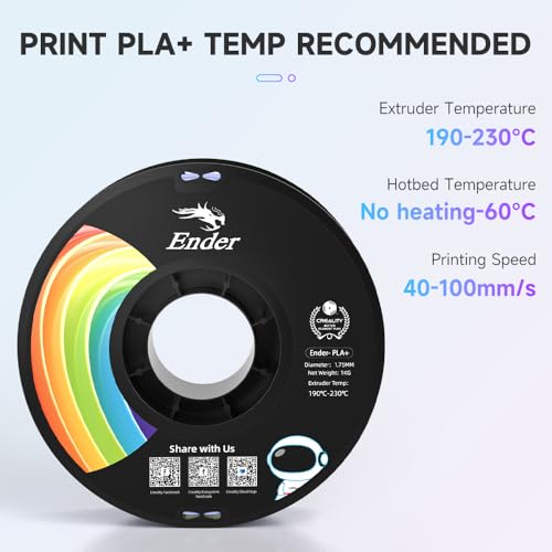 Image of Creality 3D Printer Filament, PLA Plus Filament 1.75mm Rainbow, PLA Pro Toughness Upgraded Dimensional Accuracy + /- 0.03mm, 2 * 1KG Spool Ender PLA+ Filament for Most 3D Printer