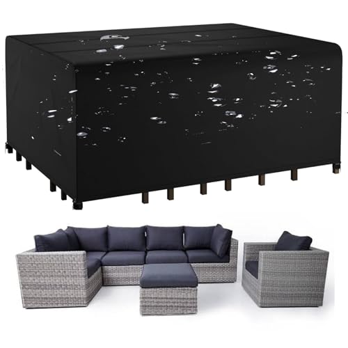 BHTMOI Garden Furniture Covers Waterproof 120x120x84cm(LxWxH) Rectangular Furniture Cover 600d Oxford Fabric,Windproof,Anti-Uv Outdoor Sofa Cover For Rainy,Snowy And Sunny