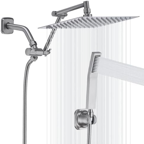TRUSTMI Adjustable Shower Arm – 10 Inch Extension With 3-Way Diverter Valve, Matte Black, For Rainfall And Hand-Held Combo