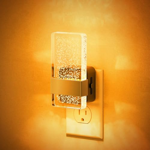 Image of JandCase Night Lights Plug into Wall, Dusk to Dawn Sensor, Acrylic Bubble Design, 0-100lm Adjustable Brightness, for Bedroom, Bathroom, Living Room, Hallway