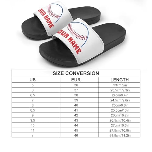 Custom Sports Slides Personalized Slippers - Baseball Sandals Quick Drying Softball Slippers Indoor Outdoor,Gifts for Men Youth Boy (Black,Style 42)2
