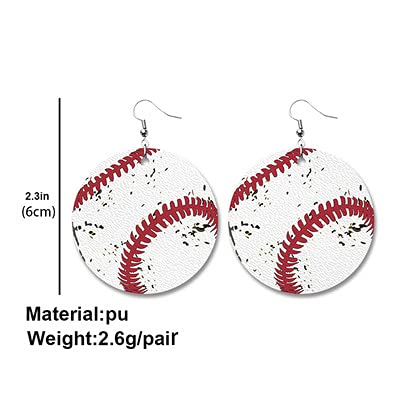 Retro Lightweight Faux Leather Sports Game Ball Earrings Basketball Rugby Baseball Soccer Dangle Earrings Colorful Leather Football Drop Earrings For Women Kids Fans Players Gift-A 4Pcs #TOP1