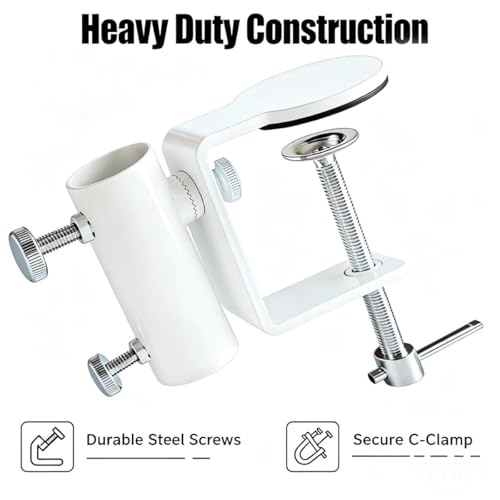 Qinmorelixy Heavy Duty Patio Umbrella Clamp Holder, White by Qinmorelixy - Used condition - Image 7
