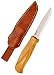 BPS Knives BS1S - Bushcraft Knife Survival Gear - Fixed Blade Knives With Leather Sheath Cover - Small Bushcraft Knife Survival Gear Carbon Steel Custom Bush Knife Fixed Blade Scandi Grind Sharpening